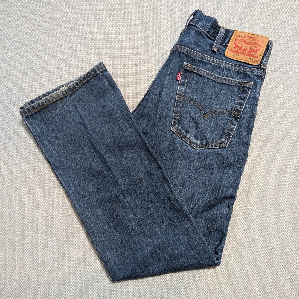 Levis 517 Mens 32x32 Dark Wash Bootcut Denim Jeans 100% Cotton Flared Workwear